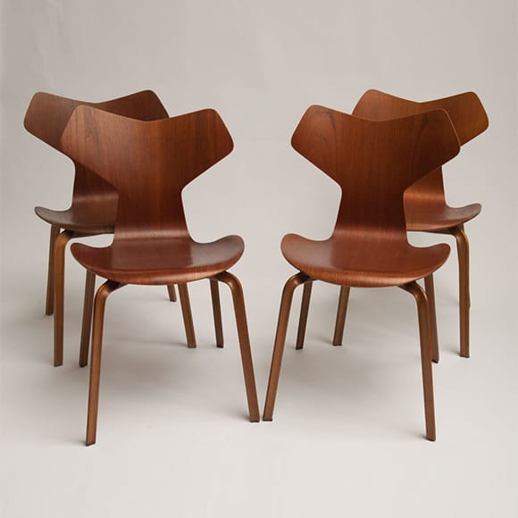 Grand Prix Chair, Model 4130 in Teak, Set of 4